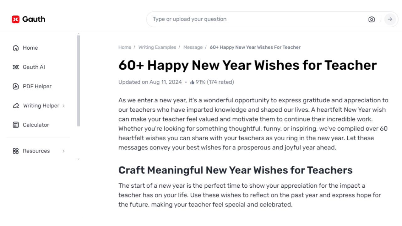 Wishing Teachers a Joyous New Year: Messages from Gauth Personalized